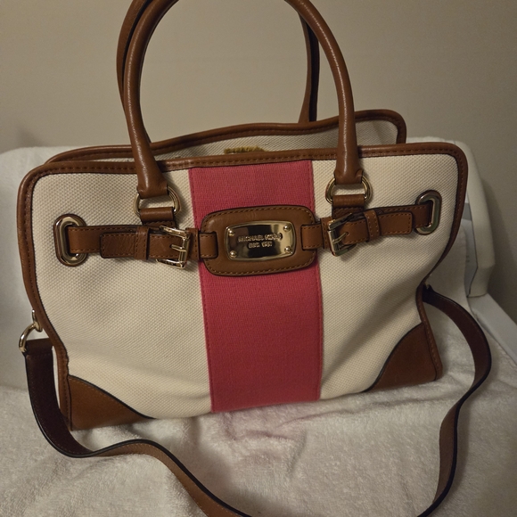 Michael Kors Hamilton  Satchel With Leather Accents - Picture 1 of 16